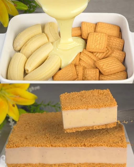 Pyszne Ciasto z Mlekiem Skondensowanym i Bananem – Bez Piekarnika!