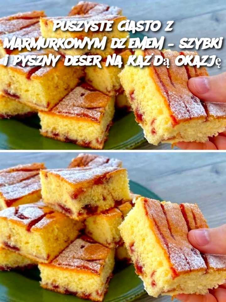 Puszyste ciasto z marmurkowym dżemem – szybki i pyszny deser na każdą okazję