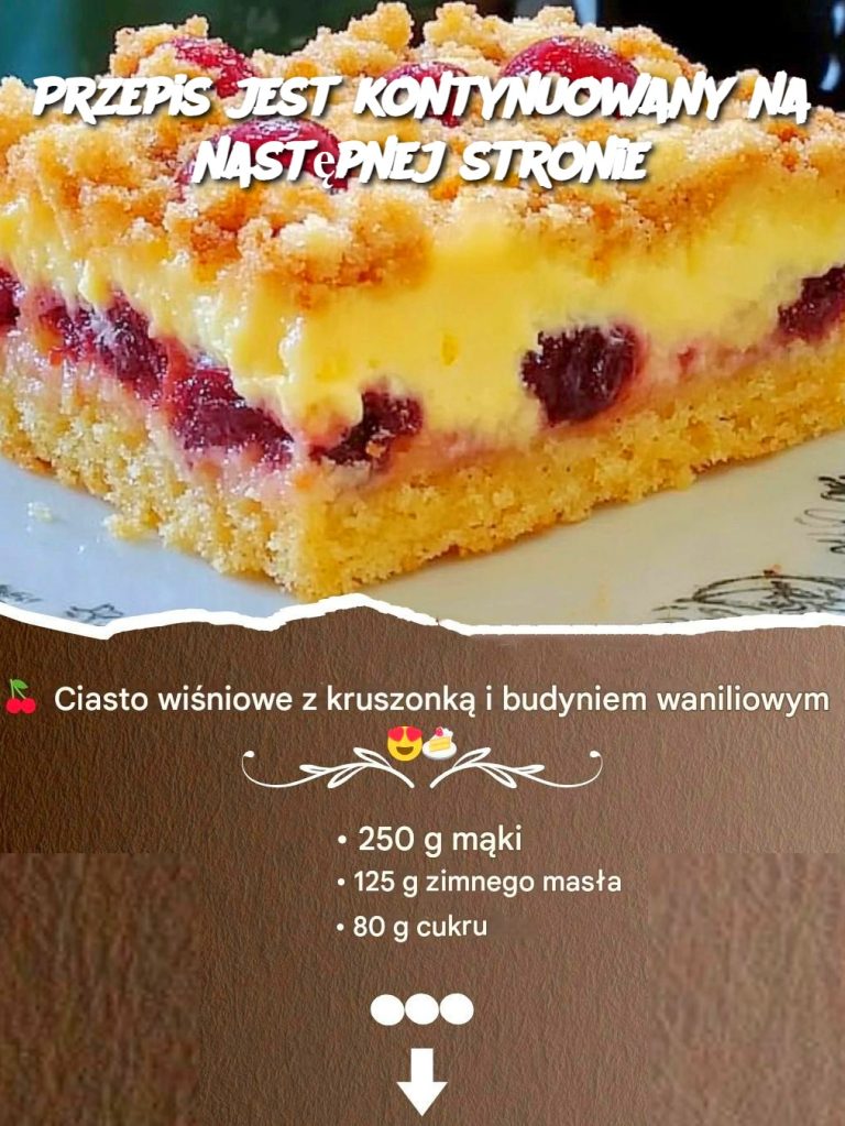 Budyń wiśniowy z dużą ilością kruszonki, niesamowicie dobry